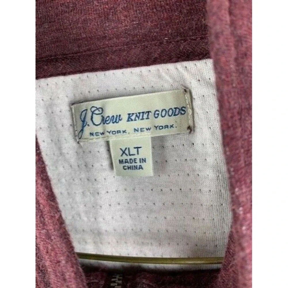 J Crew XLT Mens Heavy Cotton High Collar Knit Goods Shirt Long Sleeve Burgundy